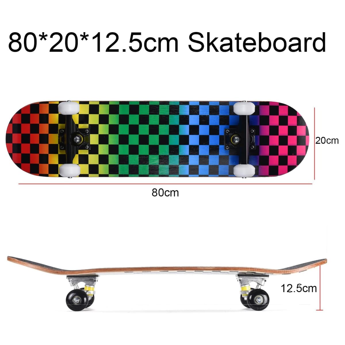 ERNAN Skateboard,Monopatín Completo Profesional de 31 x 8 Pulgadas,7 Capas Monopatín de Madera de Arce con Rodamiento ABEC-7 para Niño Niña/Adulto Principiante. — view 2