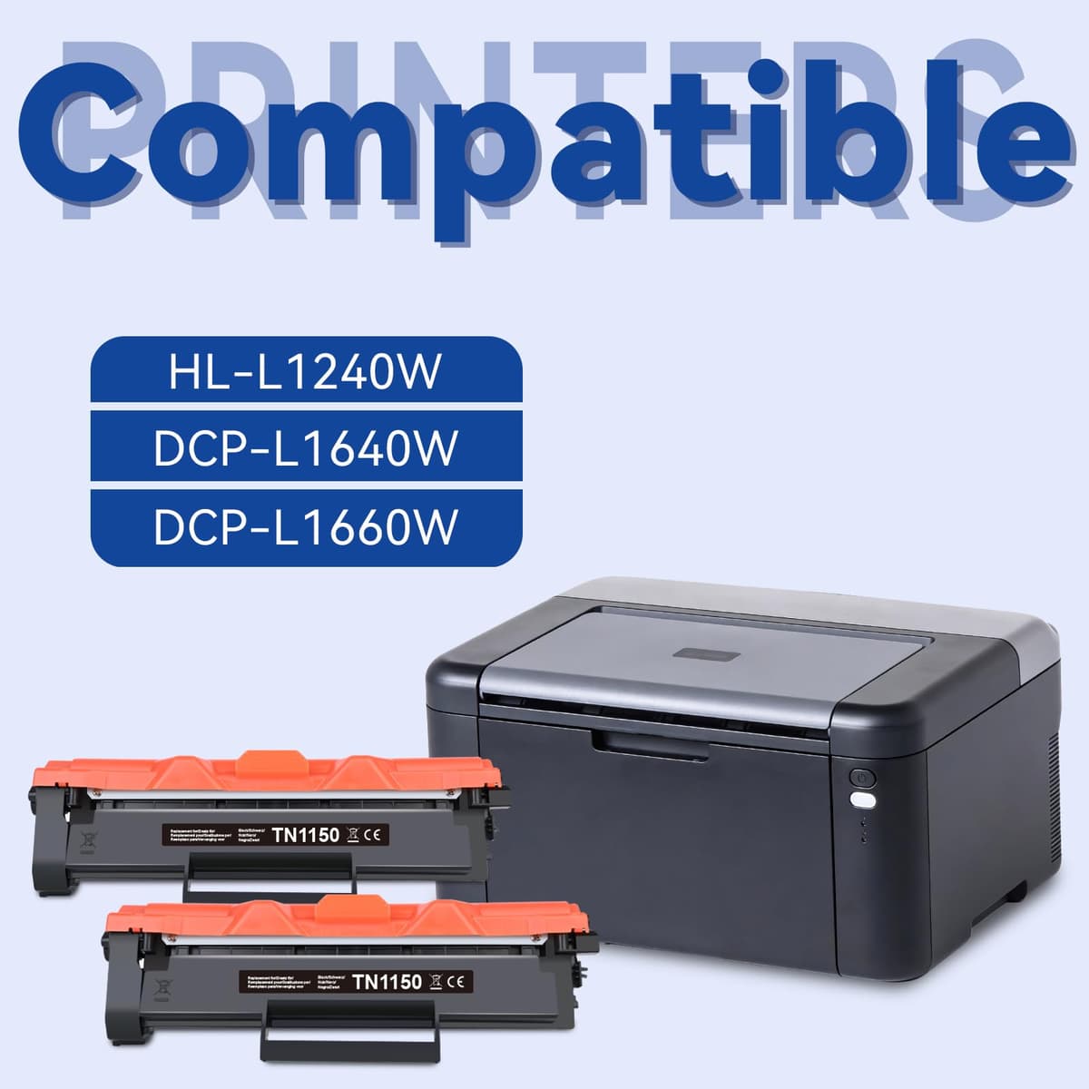 Lemero TN1150 Tóner Compatible con Brother HL-L1240W DCP-L1640W DCP-L1660W – Recambio para TN-1150 Negro con Chip – 2X 1000 Páginas (2000 Totales) Pack de 2 — view 3