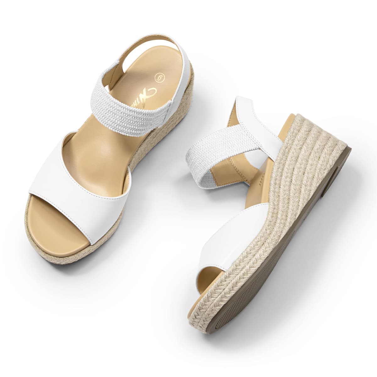 Athlefit Women's Espadrille Platform Wedge Sandals Comfortable Casual Elastic Strap Open Toe Sandals with Arch Support for Summer Work Vacation — view 6