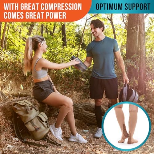 PhysFlex Compression Socks for Women and Men - Best Support for Running, Flying, Pregnancy - Knee High Graduated Compression Stockings (Black/Dark Grey, S/M) — view 4