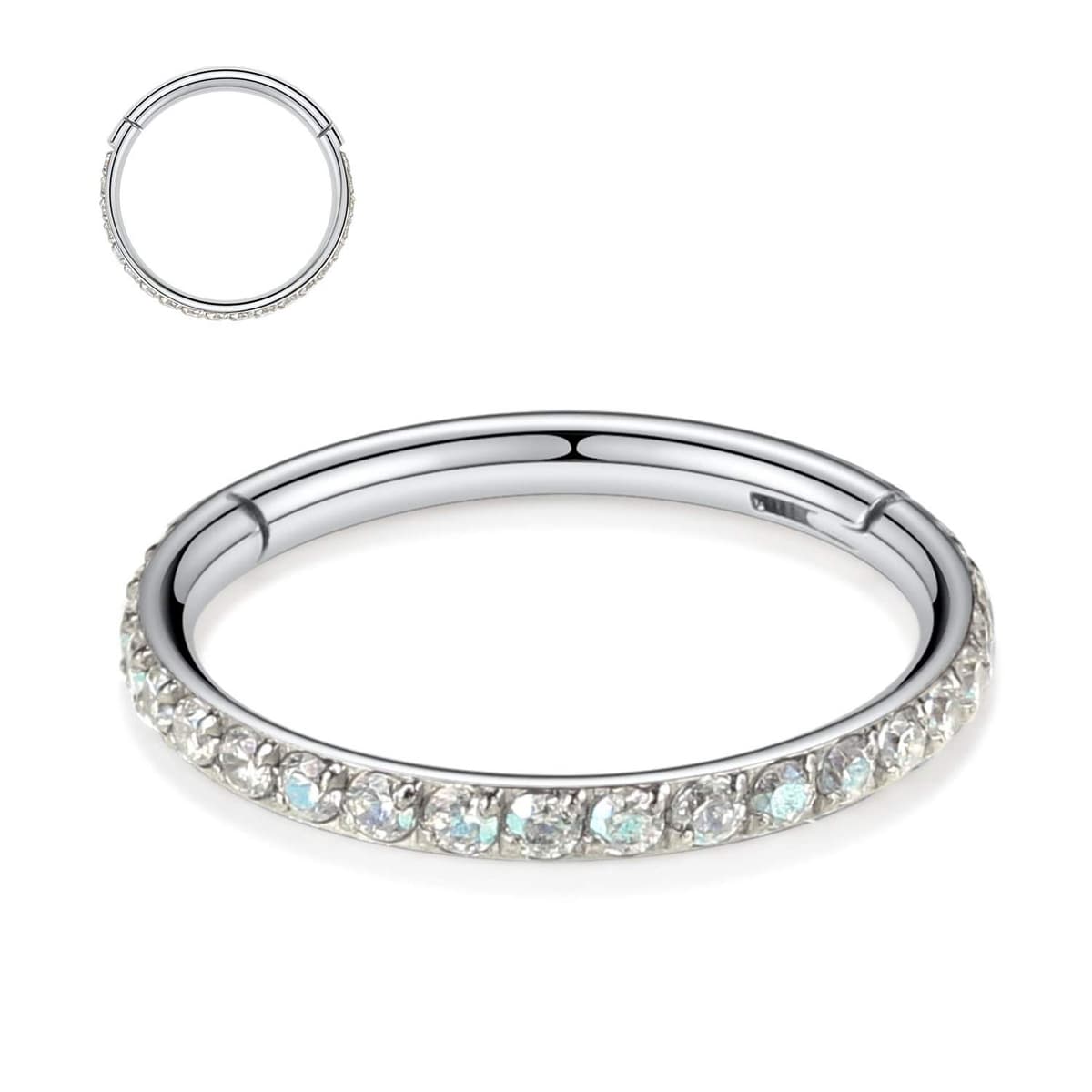 hengkaixuan CZ/Opal Nose Rings Conch Jewellery Septum Clicker 316L Surgical Steel Segment Ring Helix Cartilage Earrings Hoop Daith Tragus Rook Piercing Jewellery — view 81