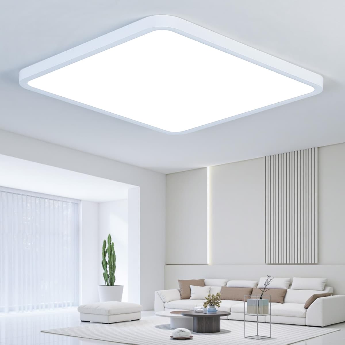 EASY EAGLE LED Lámpara de Techo 48W 4800LM Moderna Cuadrada Plafón Luz Led 6500K Lámpara Panel IP44 Impermeable para Baño Sala Dormitorio Cocina Oficina Comedor Ø30CM — view 24