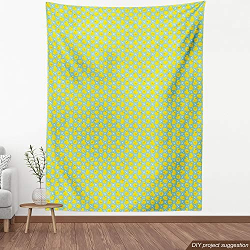 Lunarable Cartoon Fabric by The Yard, Happy Rubber Duck and Bubbles Pattern Theme Art, Decorative Fabric for Upholstery and Home Accents, 3 Yards, Yellow Aqua — view 3