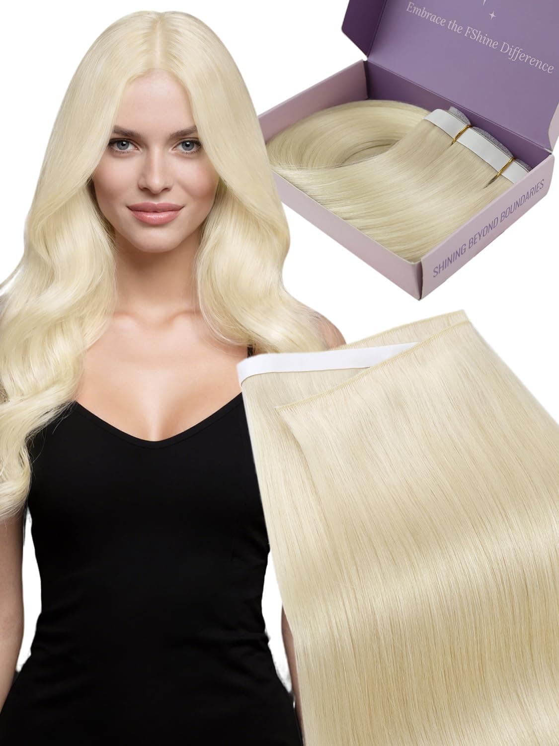 Fshine Extensiones Pelo Natural Adhesivas Rubio Blanco Extensiones Remy Adhesivas 45cm 50g Tape In Hair Extensions Cintas De Cabello Pelo Natural Color 1000 — view 22