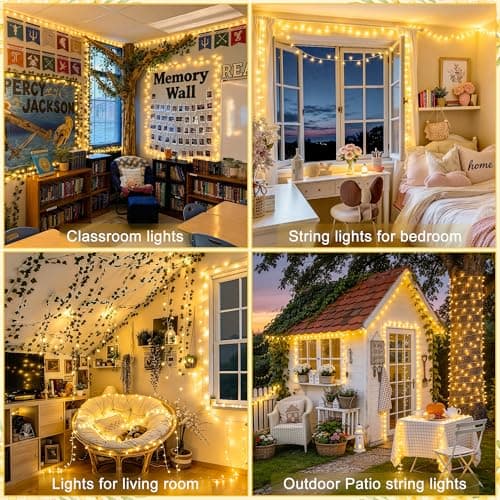 JMEXSUSS 200 LED Christmas Lights Indoor Outdoor, Connectable Warm White Christmas Tree Lights Clear Wire, 66 Ft Twinkle Fairy String Lights Plug in for Bedroom Wedding Christmas Tree Decorations