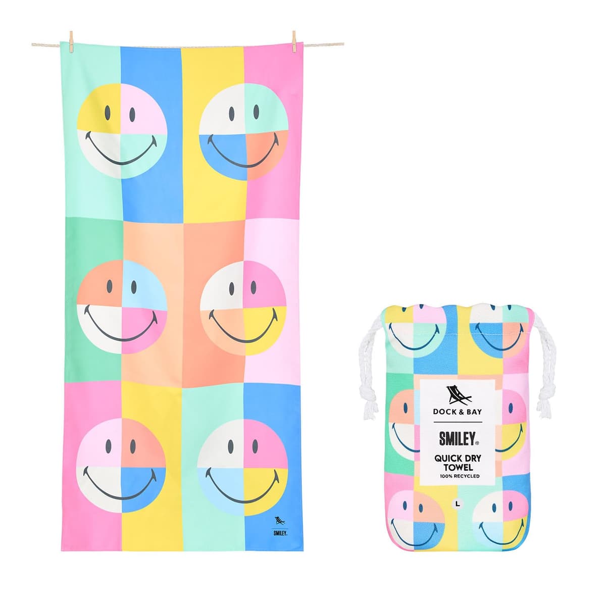 Dock & Bay Beach Towel - Quick Dry, Sand Free - Compact, Lightweight - 100% Recycled - Includes Bag - Cabana - Whitsunday Blue - Large (160x90cm, 63x35) — view 24