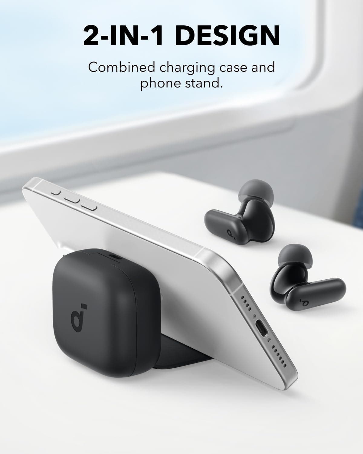 Soundcore P30i Wireless Bluetooth Headphones with Noise Cancelling by Anker, Powerful and Intelligent Noise Cancellation, Powerful Bass, 45 Hours, 2 in 1 Case and Mobile Stand, IP54 — view 2