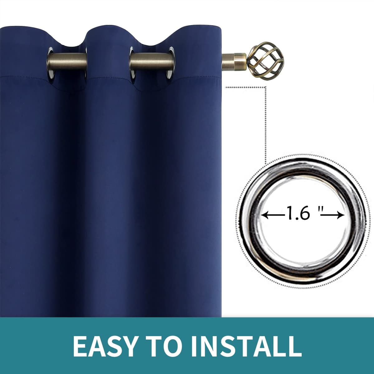 BGment Blackout Curtains for Bedroom - Grommet Thermal Insulated Room Darkening Curtains for Living Room, Set of 2 Panels (70 x 84 Inch, Navy Blue) — view 5