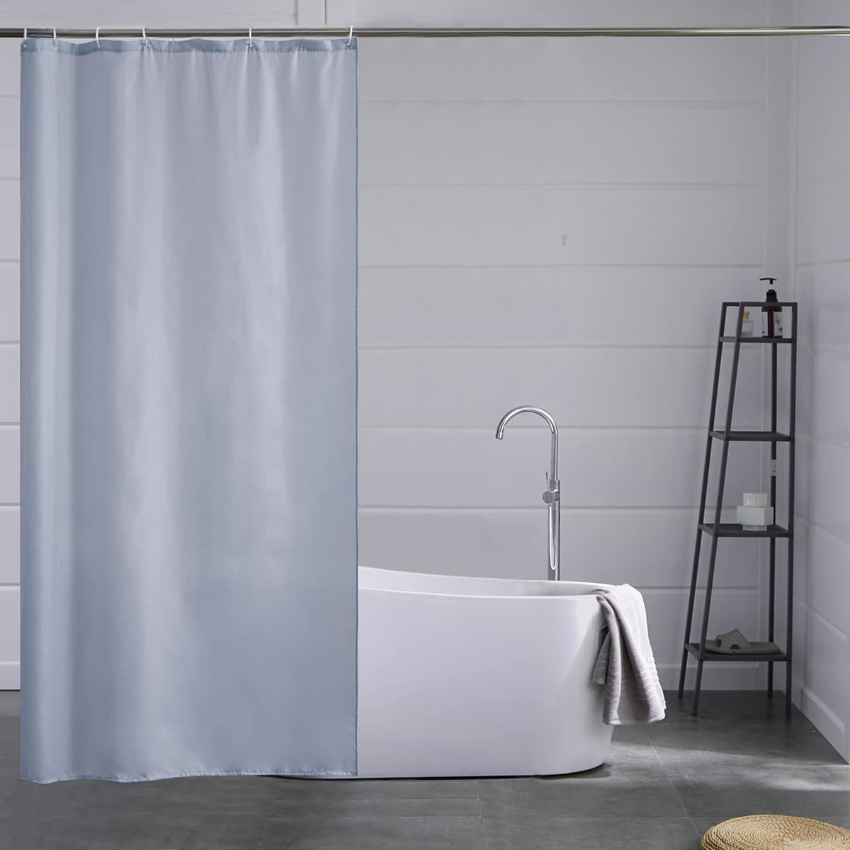 Furlinic Cortina Ducha 200x200cm Antimoho Impermeable Lavable Blanco Tela Poliéster Grandes Cortinas de Baño con 12 Aros de Cortina Ducha. — view 24