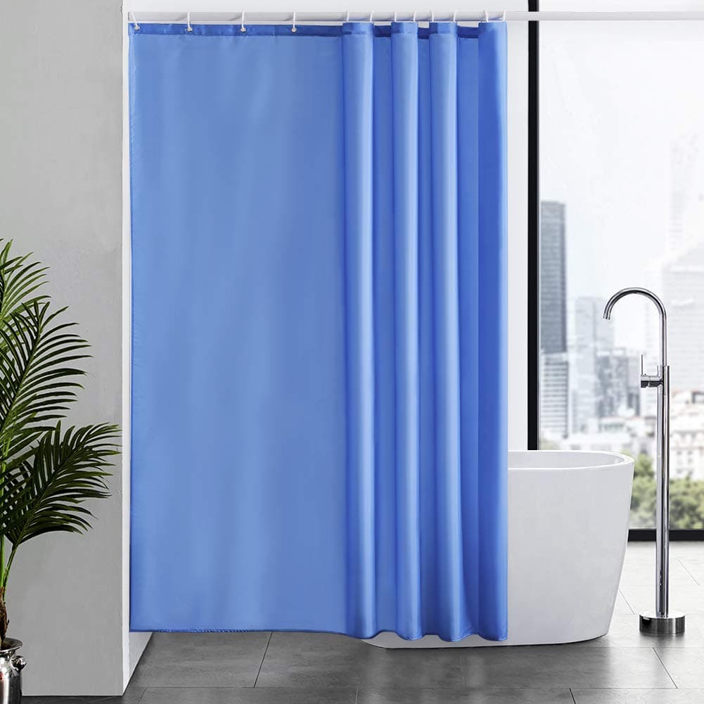 Furlinic Navy Shower Curtain Anti Mould Resistant Waterproof Bathroom Curtains Washable Polyester Fabric 90x180cm with Weight Tape for Bath Wet Room 35x72 Inch. — view 201