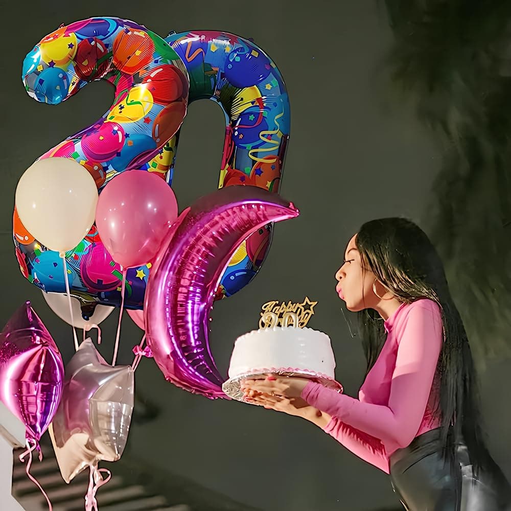Foil Globo Número 5 Azul 40" (101cm), Inflable Helio o aire, Gigante Numeros 0-9, 10-19, 20-29, 30-100, Grande Globos Decoración para La Boda Aniversario y Cumpleaños Fiestas — view 264