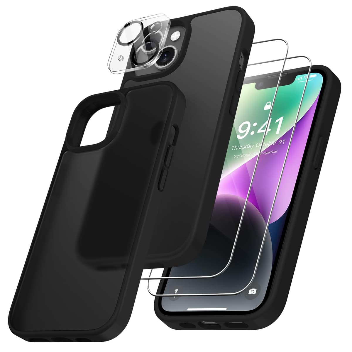 FLLAO 4 en 1 Funda para iPhone 15 con 2 Protector Pantalla y 1 Protector Lente Cámara, [Almohadilla de Aire integrada] Antigolpes Antiarañazos Carcasa 6,1 Pulgadas, Transparente — view 98