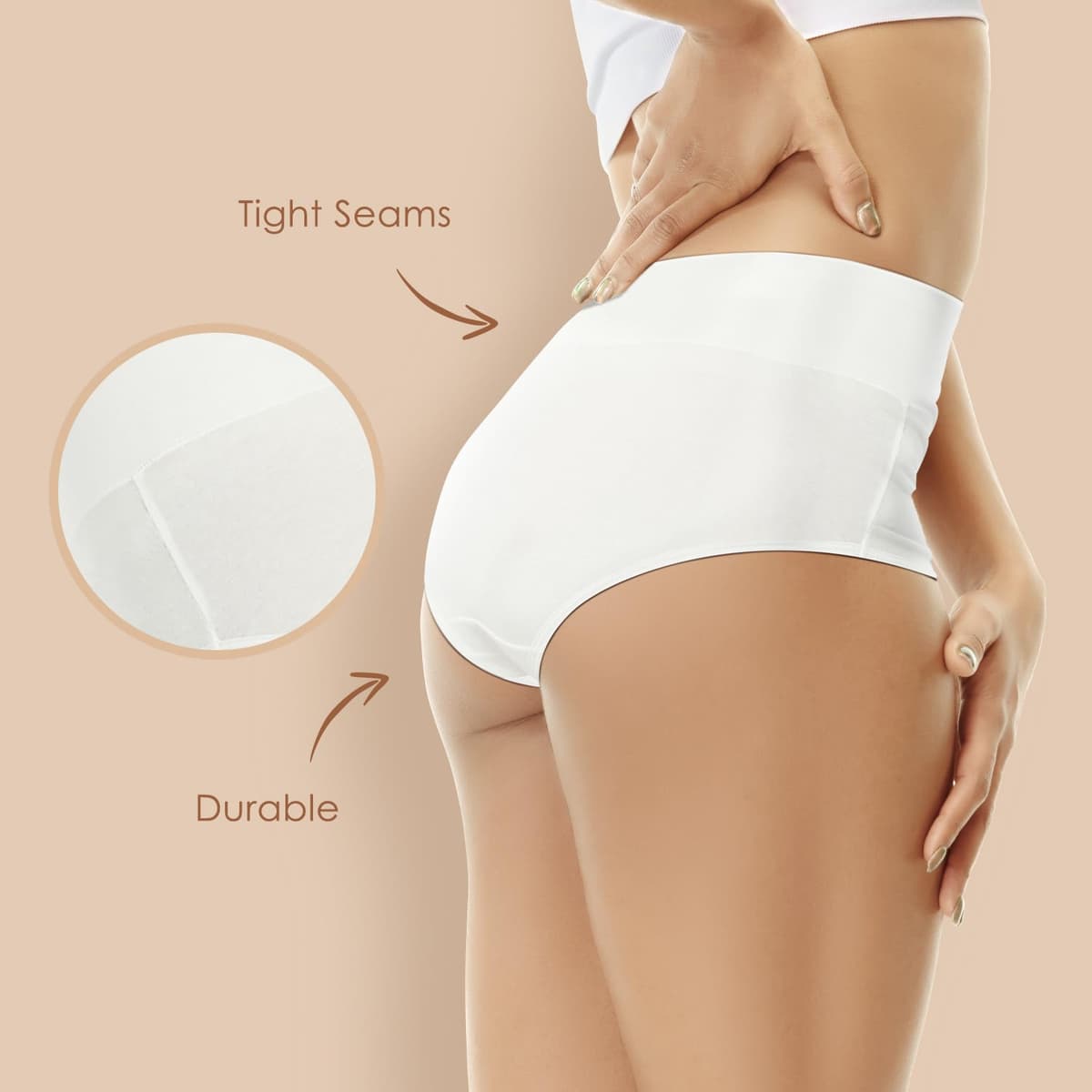 YouShow Women's Knickers High Waist Cotton Underwear for Women Ladies Full Briefs Pant Multiple Colors and Sizes 5 Pack — view 4