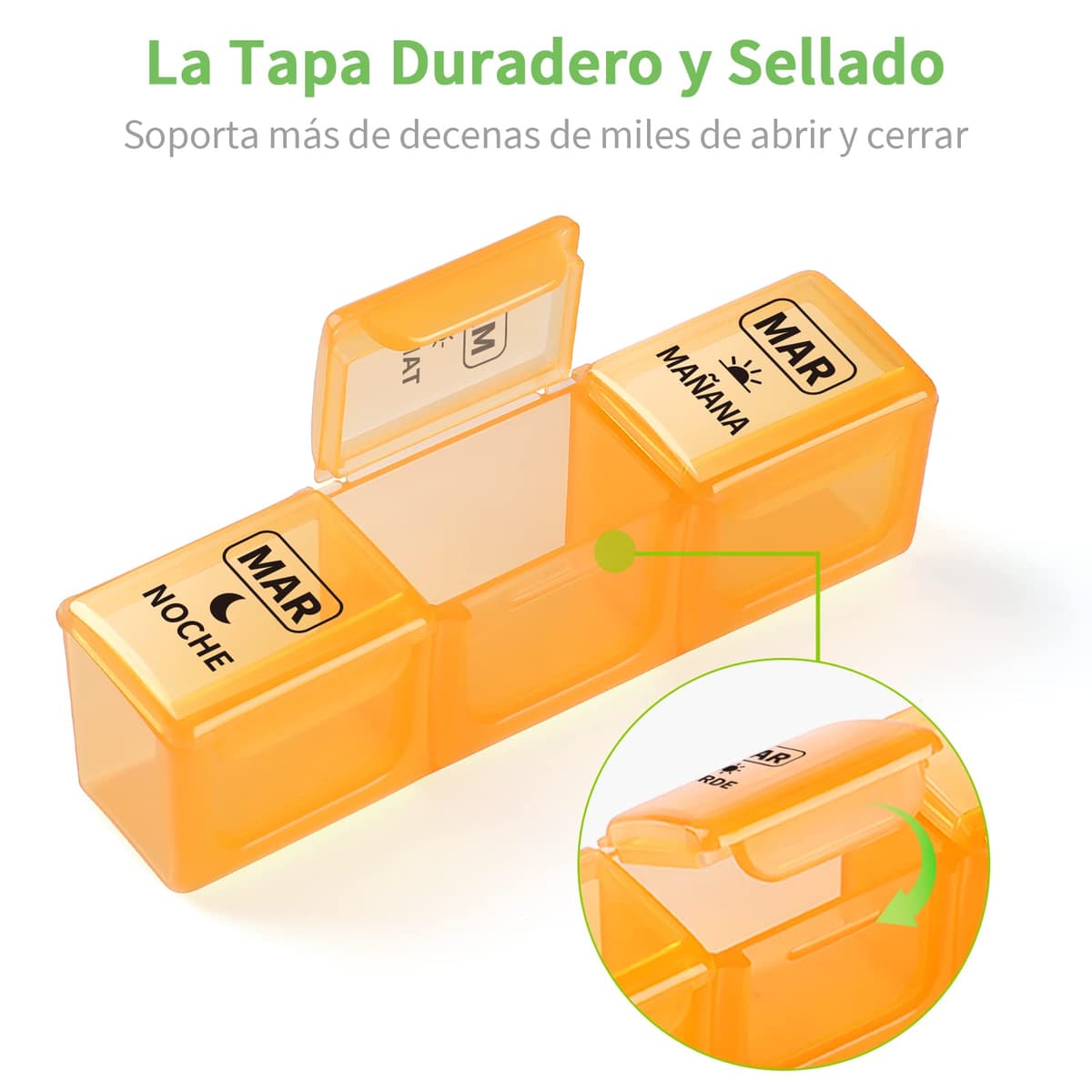 Pastillero Semanal 3 Tomas Español, Opret Pastillero Diario Grande, Dosificador de Comprimidos 7 Dias con 21 Compartimentos, Pastillero Diario de Viaje — view 3