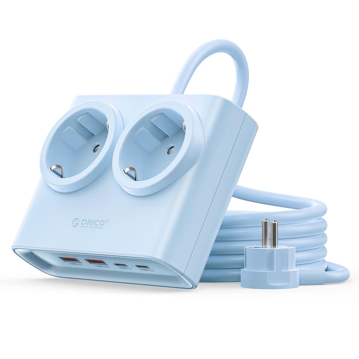 ORICO PowerBrick 6-in-1 Power Strip Sockets White – 2 AC Outlets + 4 USB (2 USB-C PD), Quick Charge 25W GAN, Cable 1.6 m, 2500 W MAX for Home, Office, Table (PDC) — view 9