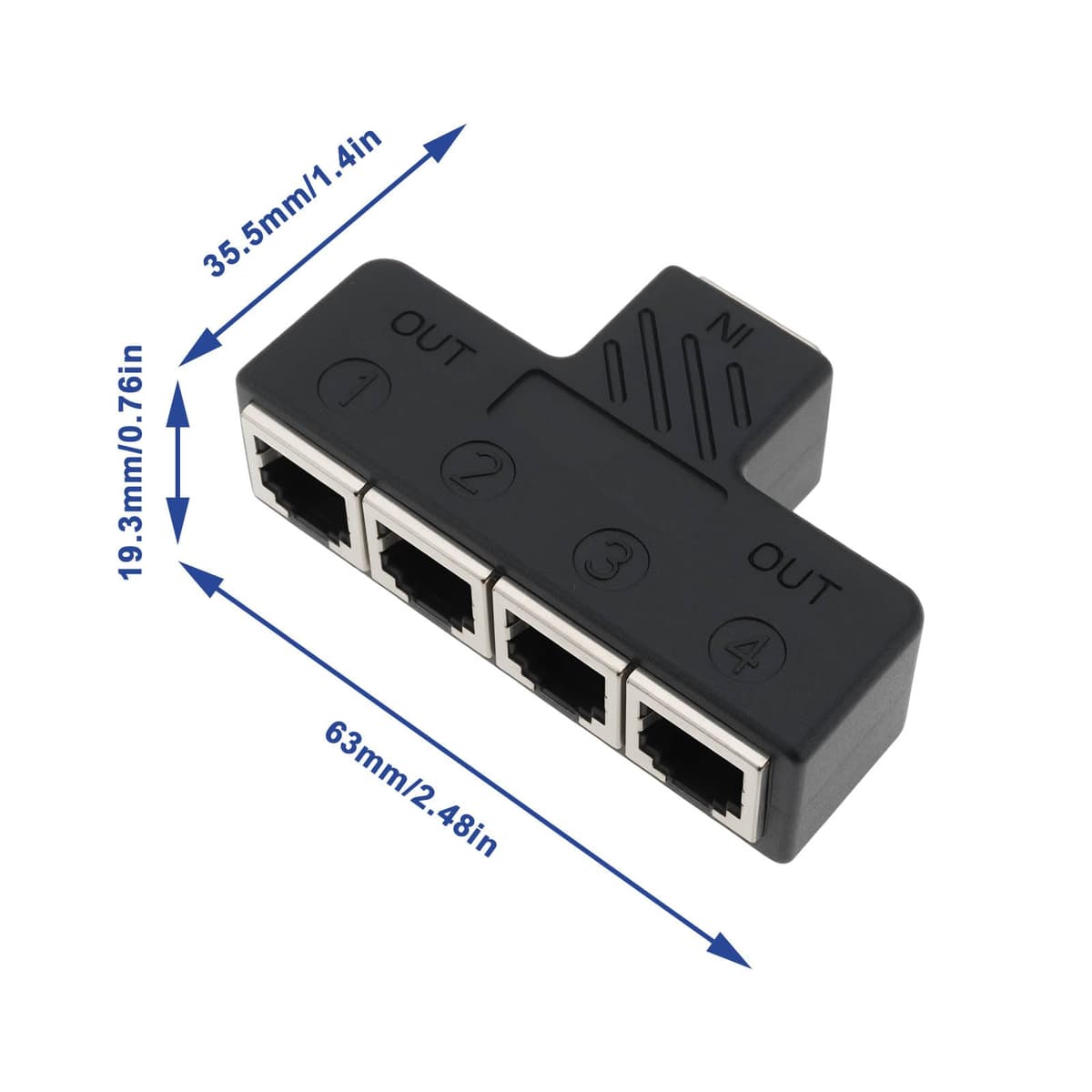 Acoplador Telefónico en Línea RJ11 Hembra A 4 Hembras 6P6C para Dispositivo de Fax Fijo (1 A 4) — view 4
