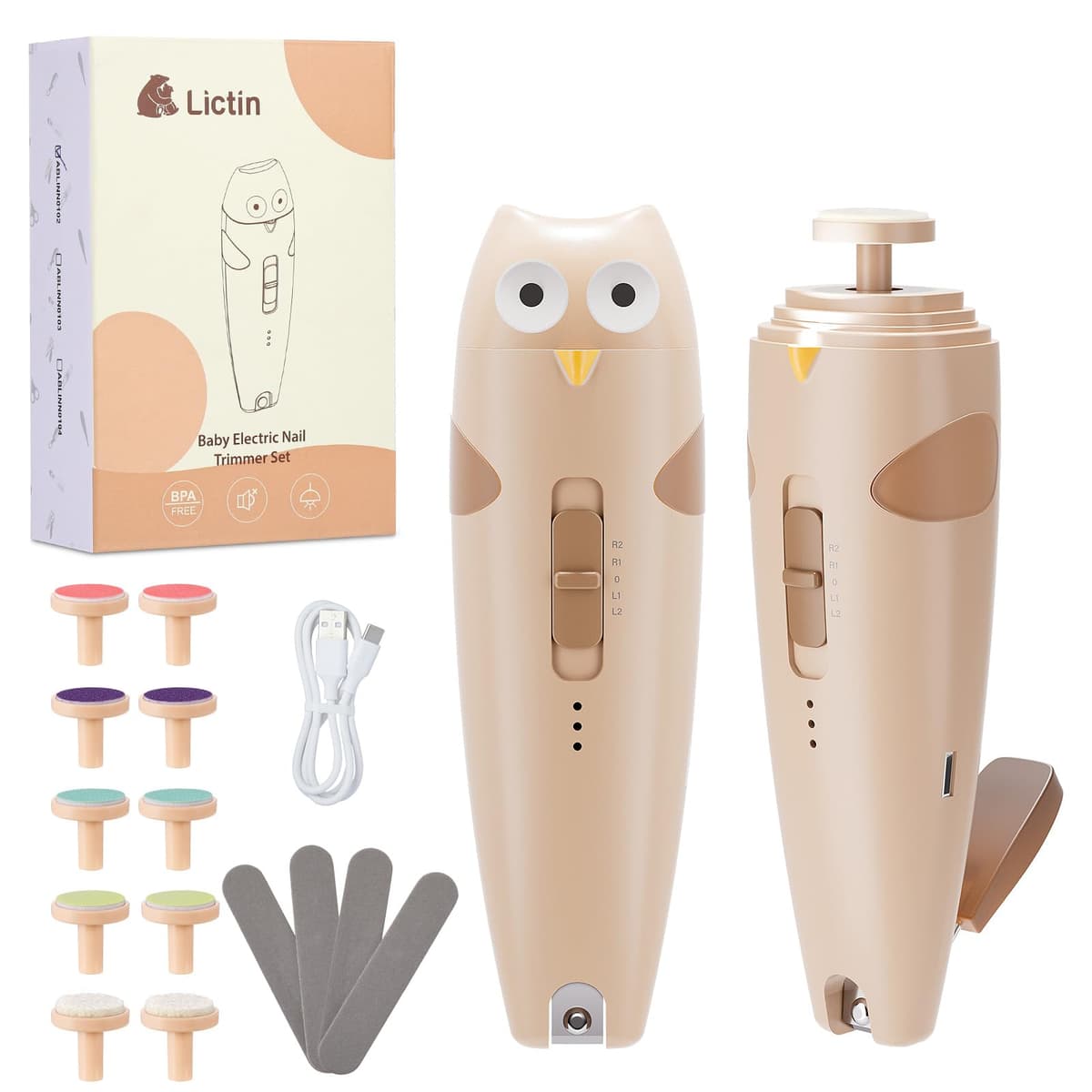 Lictin Set para Cuidado del Bebé-26 en 1 recargable cortaúñas eléctrico para bebé set, Lima de uñas para bebés con iluminación automática, Portátil Kit de Aseo para Bebés, ¡gran idea de regalo — view 11