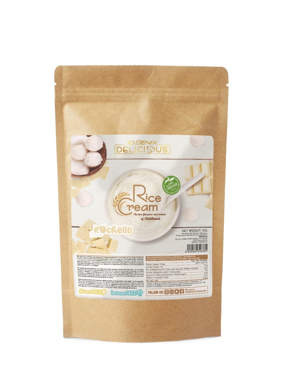 iO.GENIX - Crema de Arroz | 1 kg | Harina de Arroz Precocida | Fuente de Energia | Buena Digestibilidad (Rochello)
