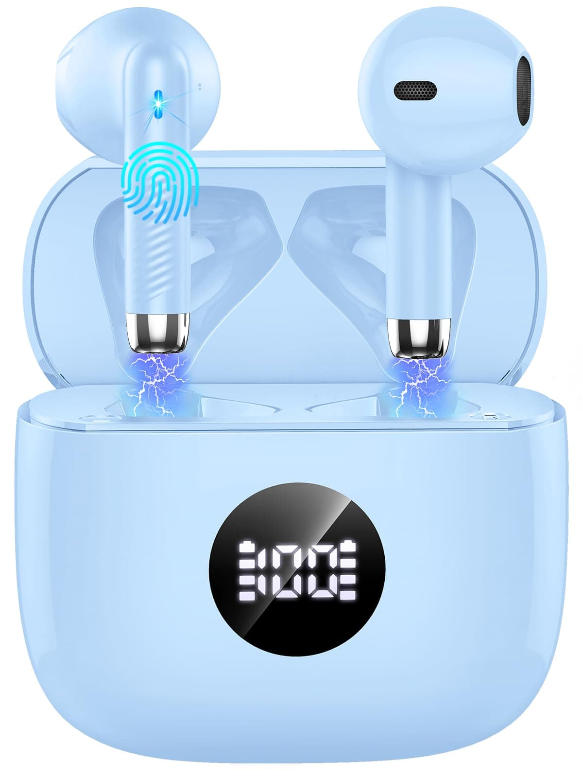 Wireless Earbuds, Bluetooth 5.4 Headphones in Ear with 4 ENC Noise Cancelling Mic, Bluetooth Earbuds 40Hrs Playtime, HiFi Stereo Deep Bass Wireless Earphones, IP7 Waterproof USB-C Fast Charge White — view 8