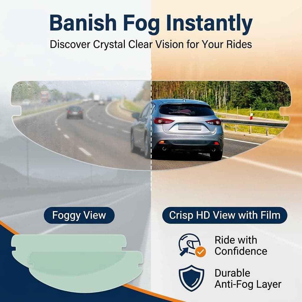 2 PCS Universal Pinlock Visor Insert Film,Anti Fog Helmet Visor Insert, Motorcycle Anti Fog Visor, HD Clear Anti Glare Waterproof Shield for Full Face & Open Face Helmets, Motorbike Helmet Accessories — view 5