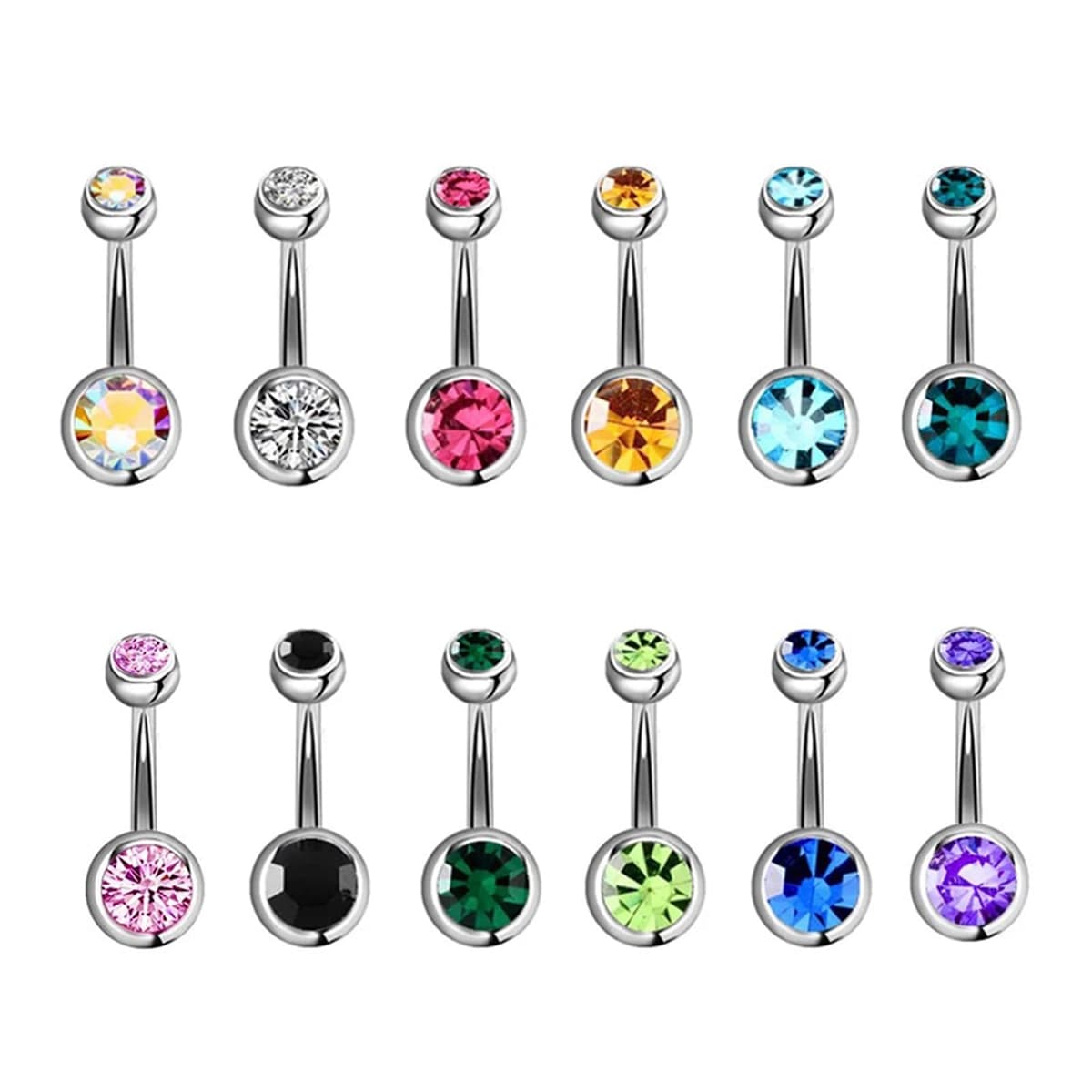 Aucuu 3/4/5/12/20PCS Piercing Ombligo, 14G de Acero Inoxidable, Forma de Barra Curvada y Circonita CZ Cúbica Perla Ombligo Joyería para Mujeres Hombres