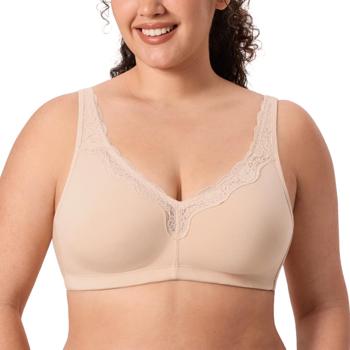 Delimira Women's Non Wired Bras Full Coverage Cotton Comfort Bra Plus Size Non Padded Soft Bras