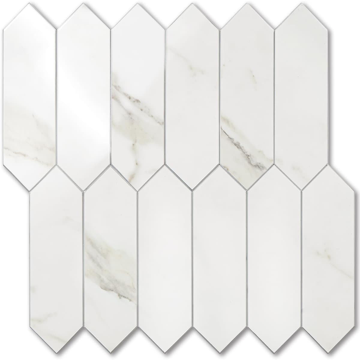 Vamos Tile Glossy Dolomite White Backsplash Tile Peel and Stick, 12.8 x 12.8 Inch 10 Sheets Long Hexagon PVC Self Adhesive Mosaic Wall Tiles Stick on Backsplash for Kitchen and Bathroom — view 8