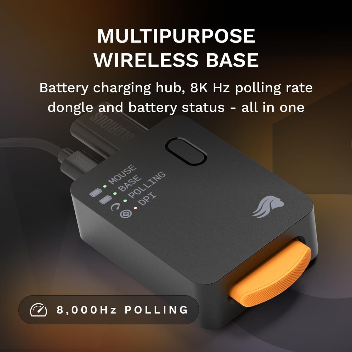 GLORIOUS Gaming Model D3 Wireless Gaming Mouse - InfinitePlay Swappable Battery System, 8k Polling, 130M Click Optical Switches, Ultralight 69g, 30K DPI Optical Sensor, RGB - Black — view 5
