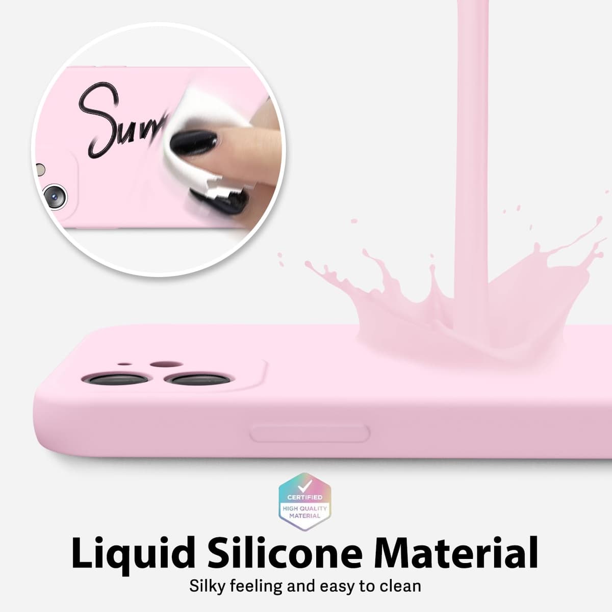 oakxco for iPhone 17 Pro Max Phone Case Liquid Silicone, Cute Thin Slim Grip Soft Rubber Gel for Women Men, Smooth Matte TPU Plain Solid Color Girly Simple Case with Camera Cover, Light Pink — view 1452