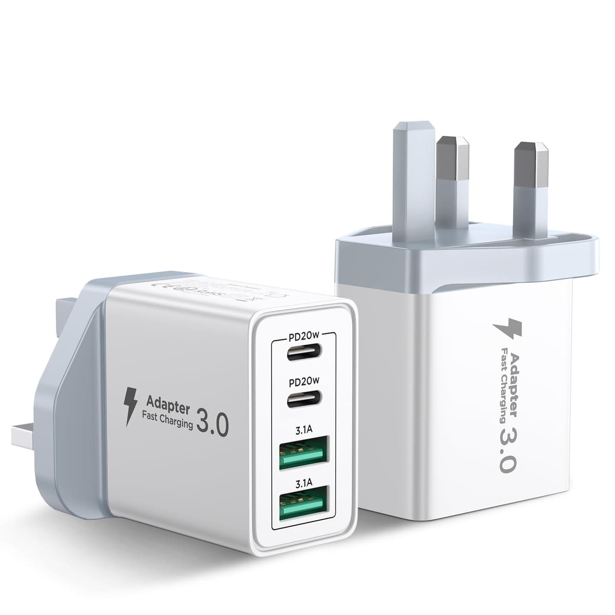 USB C Plug Fast Charge, 40W 4-Port Multi USB Charger Plug UK Dual Port PD Power Adapter +QC Wall plug Multiport Mains Type C Charging Plug for iPhone 17 16 15 14 13 12 11 Pro Max XS XR 8, Samsung, Pad — view 12