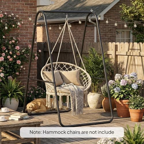 Outsunny Hanging Hammock Stand, Hammock Chair Stand A Frame Steel Heavy Duty for Hanging Hammock, Air Porch Swing for Indoor Outdoor, Max Load 330 LBS, Black (Only Construction) — view 8