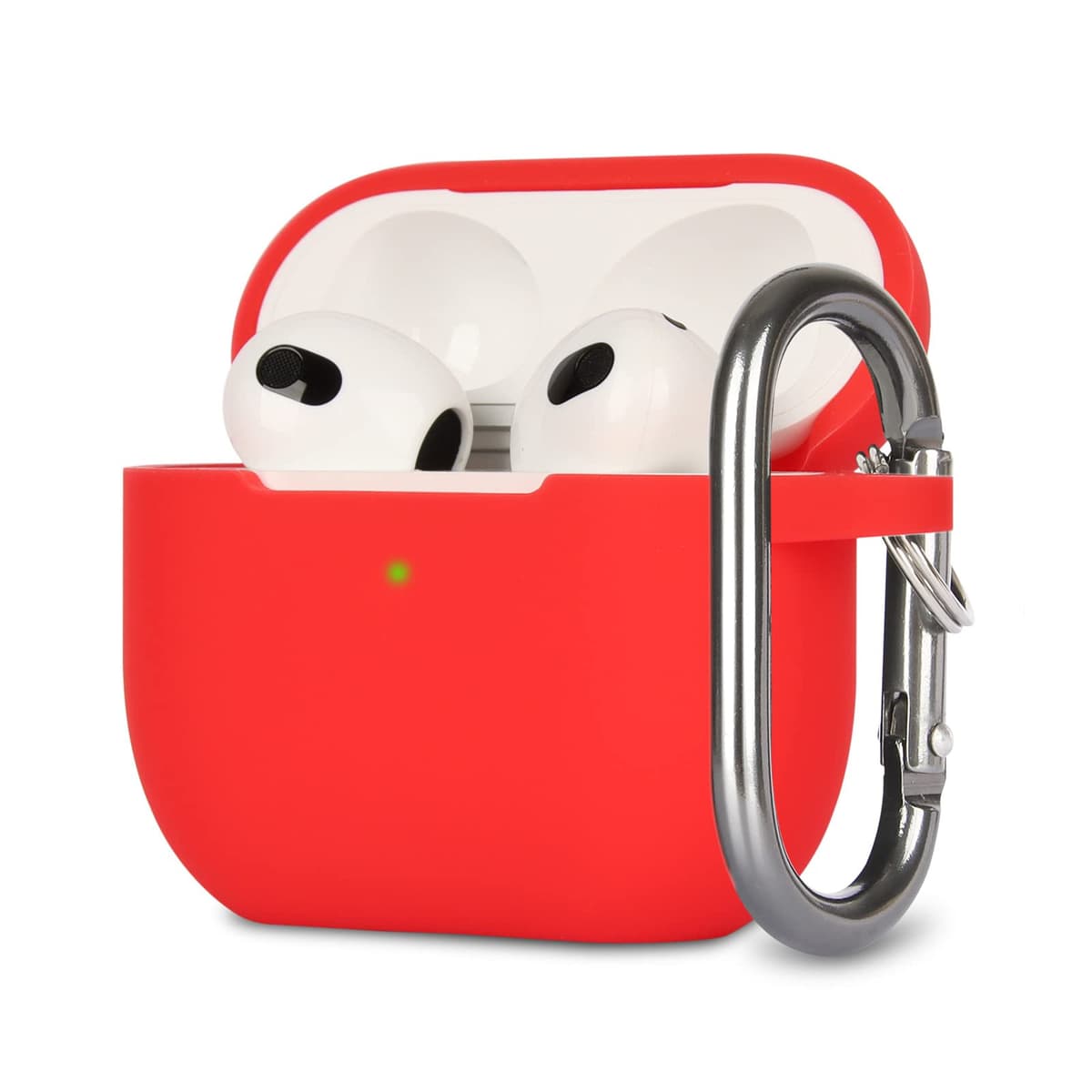 Funda de Silicona Compatible con AirPods 3, Anti-rasguños, Anti-Polvo, LED Frontal Visible, Funda Premium Silicona para AirPods 3.ª Generación (2021) con Mosquetón, Coral Orange — view 6