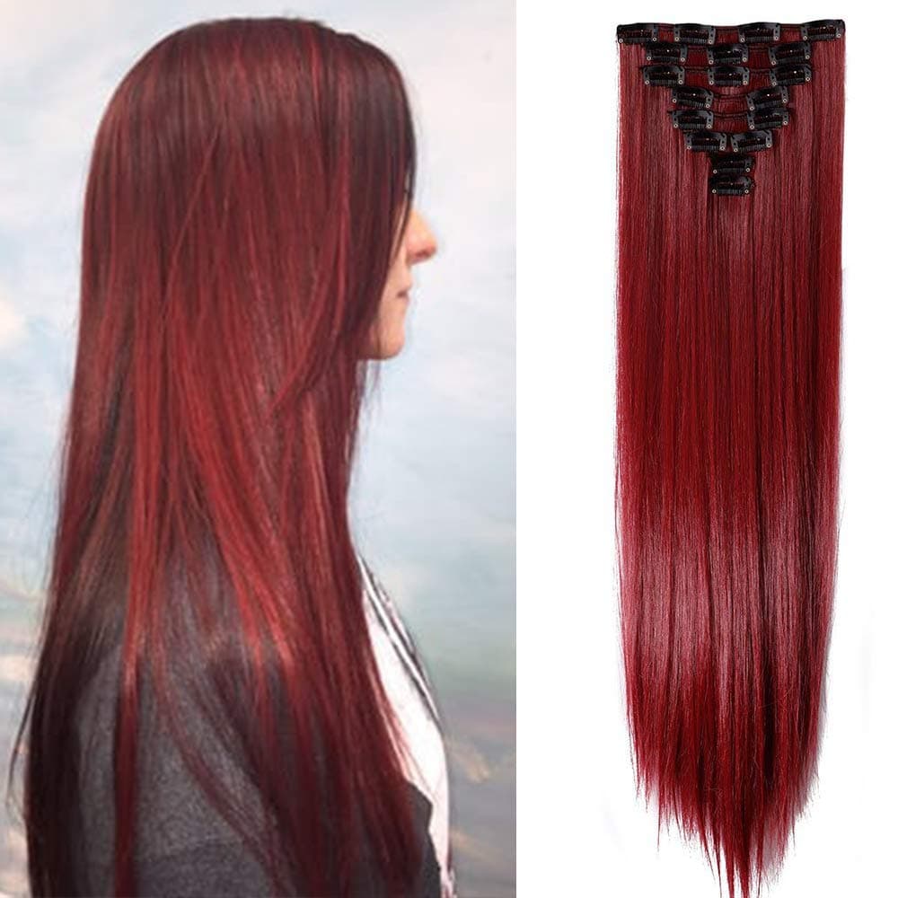 24"(60cm) SEGO Extensiones de Cabello Clip de Pelo Sintético Se Ve Natural 8 PCS [Sandy Rubio mezcla Blanqueador Rubio] Rizado Ondulado Largo Postizos Pelucas (140g) — view 46