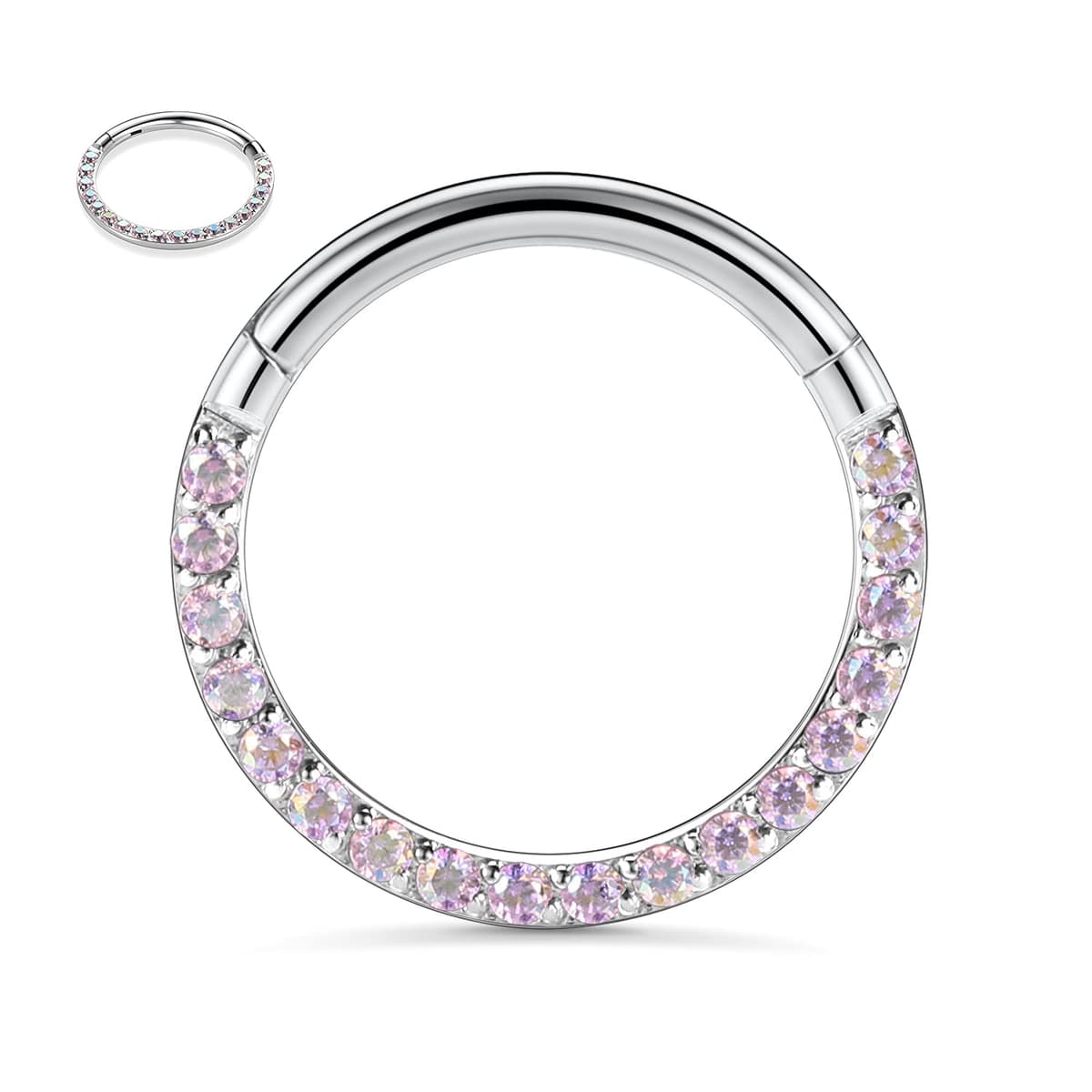 hengkaixuan CZ Opal Septum Jewellery Daith Ring Conch Hoop Seamless Clicker Ring Surgical Steel Rook Tragus Conch Piercing Jewellery Small Hoop Earring Nose Hoop Ring — view 8