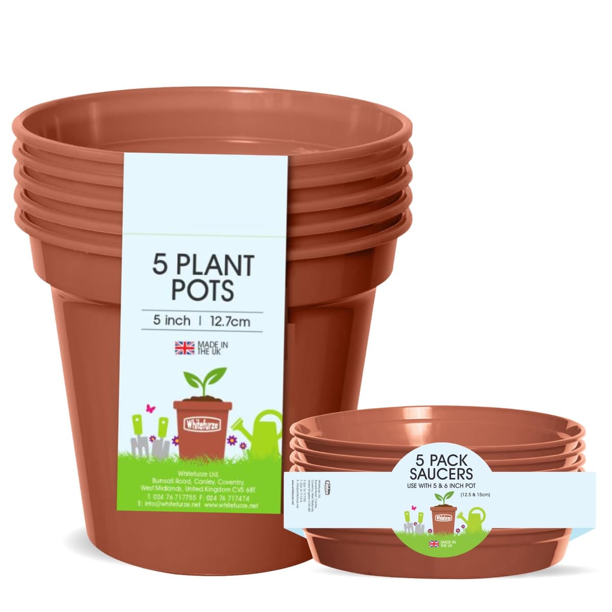 Whitefurze - Basic Plant Pots - Indoor Plant Pots - Flower Pots for Small Plants, Cuttings & Seedlings - Durable Polypropylene Plant Pots for Indoor & Outdoor Use, 15cm Diameter - Set of 3 — view 10