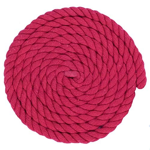 Super Soft 3 Strand Twisted Cotton Rope (Red, 1/2 Inch x 10 Feet)