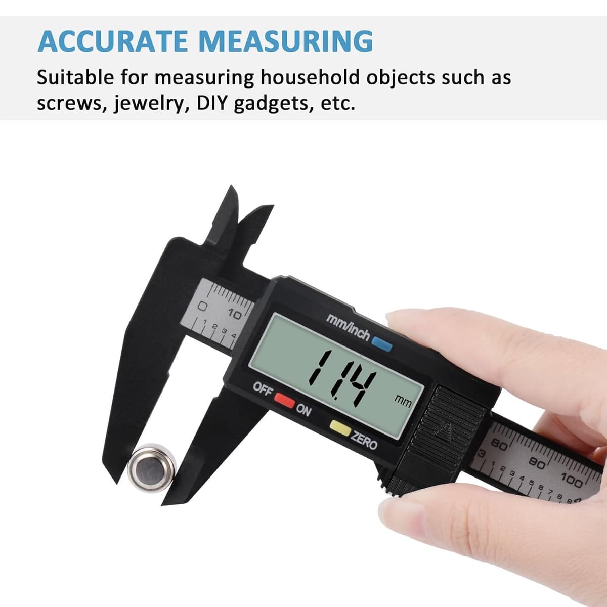 Digital Caliper, Adoric 0-6" Calipers Measuring Tool - Electronic Micrometer Caliper with Large LCD Screen, Auto-off Feature, Inch and Millimeter Conversion — view 5