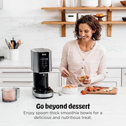 Ninja NC301 CREAMi Ice Cream Maker, for Gelato, Mix-ins, Milkshakes, Sorbet, Smoothie Bowls & More, 7 One-Touch Programs, with (2) Pint Containers & Lids, Compact Size, Perfect for Kids, Silver — view 10