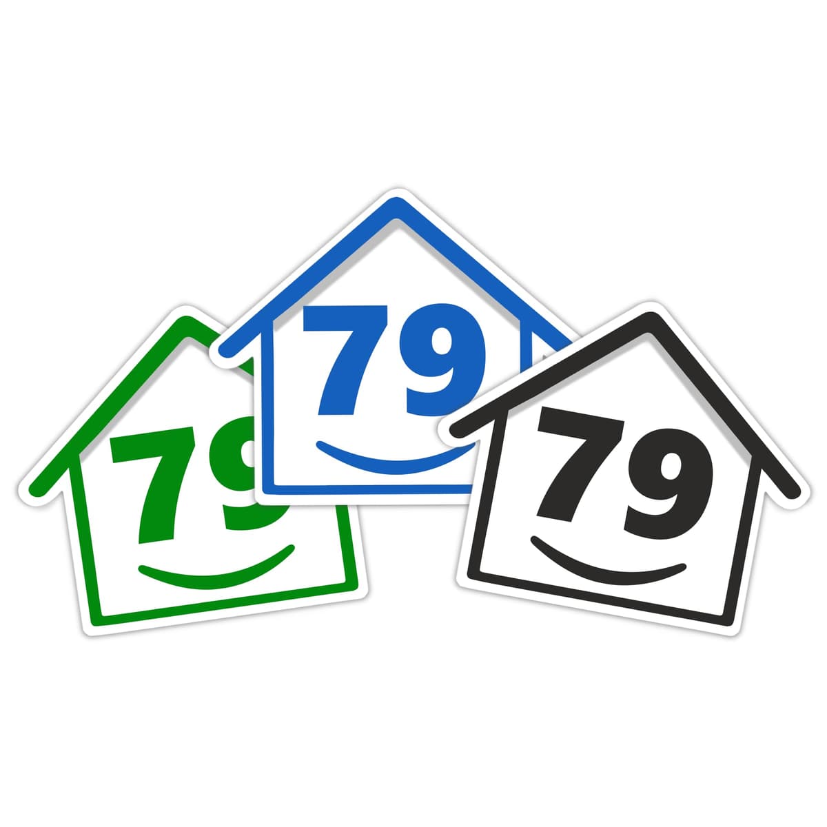 3 x Bin Numbers for Wheelie Bins, 1-99, 15cm ‘Happy House’ Colour Design Dustbin Stickers, Easy Application Stick On Number Stickers - Weatherproof Self Adhesive Vinyl – Blue, Black and Green (1) — view 59