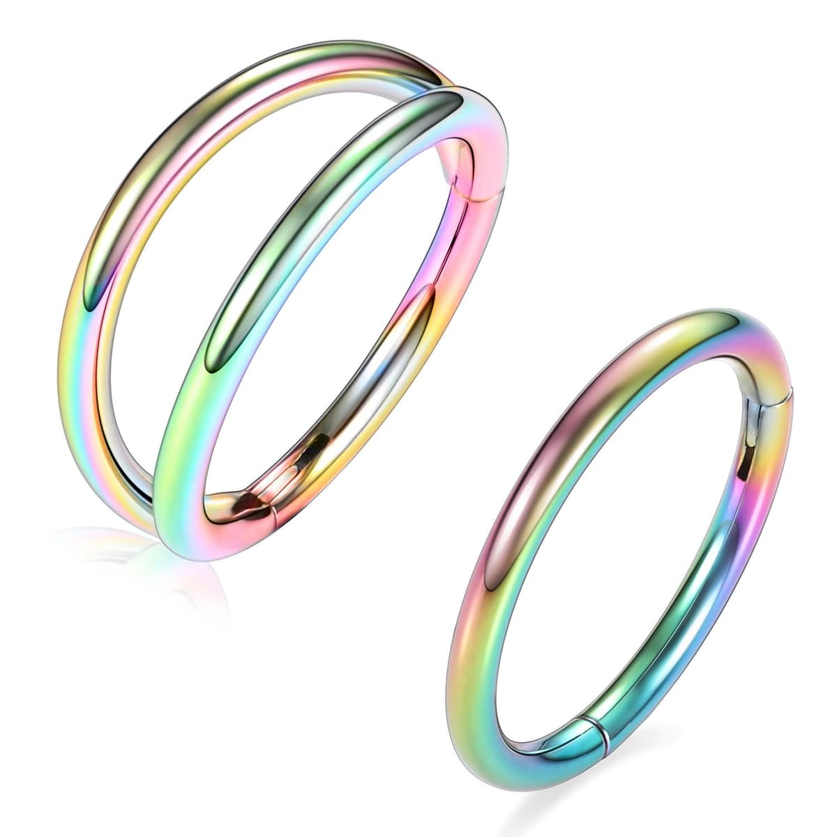 GAGABODY 2 Pcs Nose Rings 20G 18G 16G 14G 12G 10G 8G Surgical Steel Piercing Rings for Nose Septum Cartilage Helix Tragus Conch Rook Daith Lobe from 5mm to 16mm Seamless Hoop Unisex Hinged Earrings — view 30