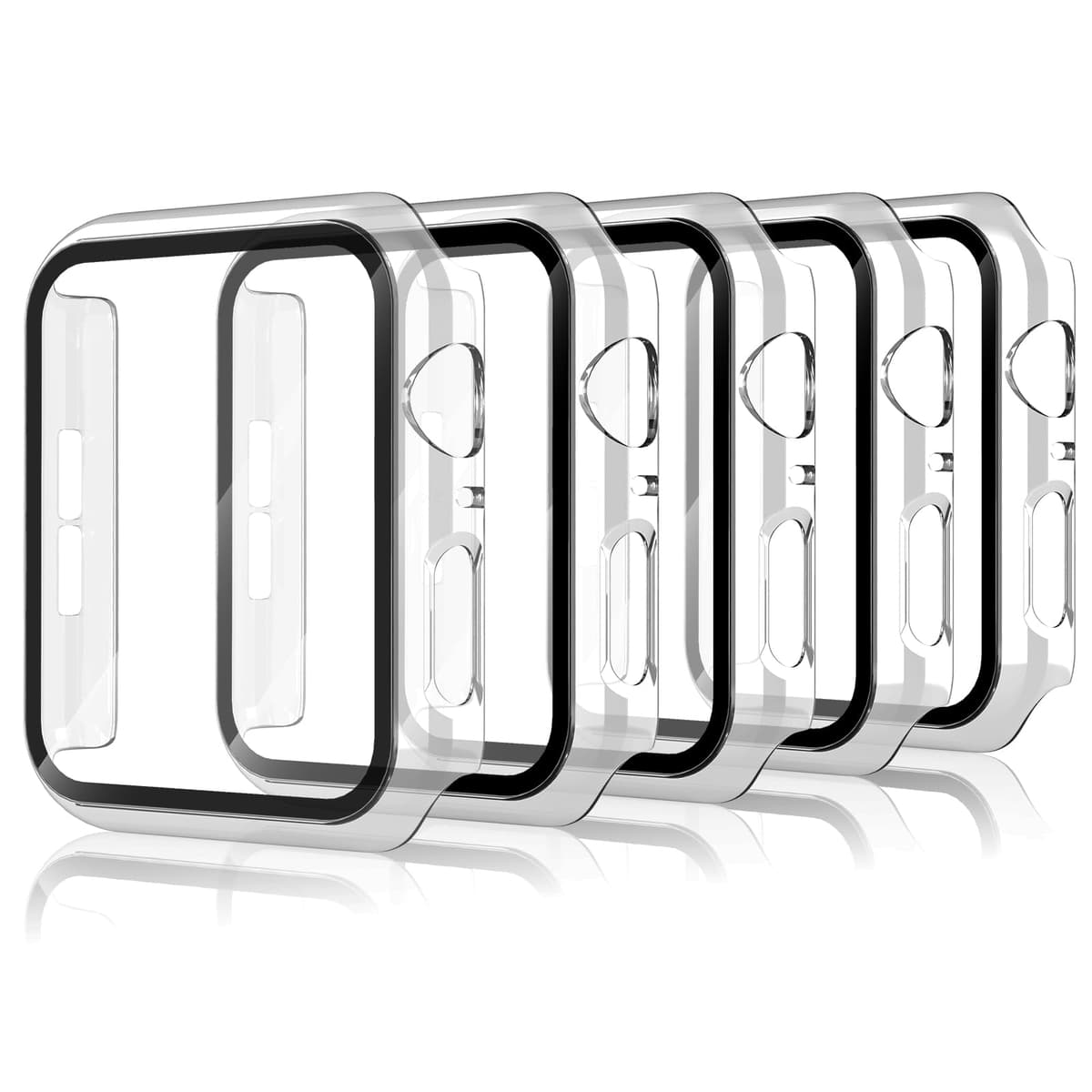 5 Pieces Screen Protector Compatible with Apple Watch Series 6/5/4 SE 40mm, with Tempered Glass, Full Cover, Anti-Scratch, Protective Case Compatible with iWatch, Transparent