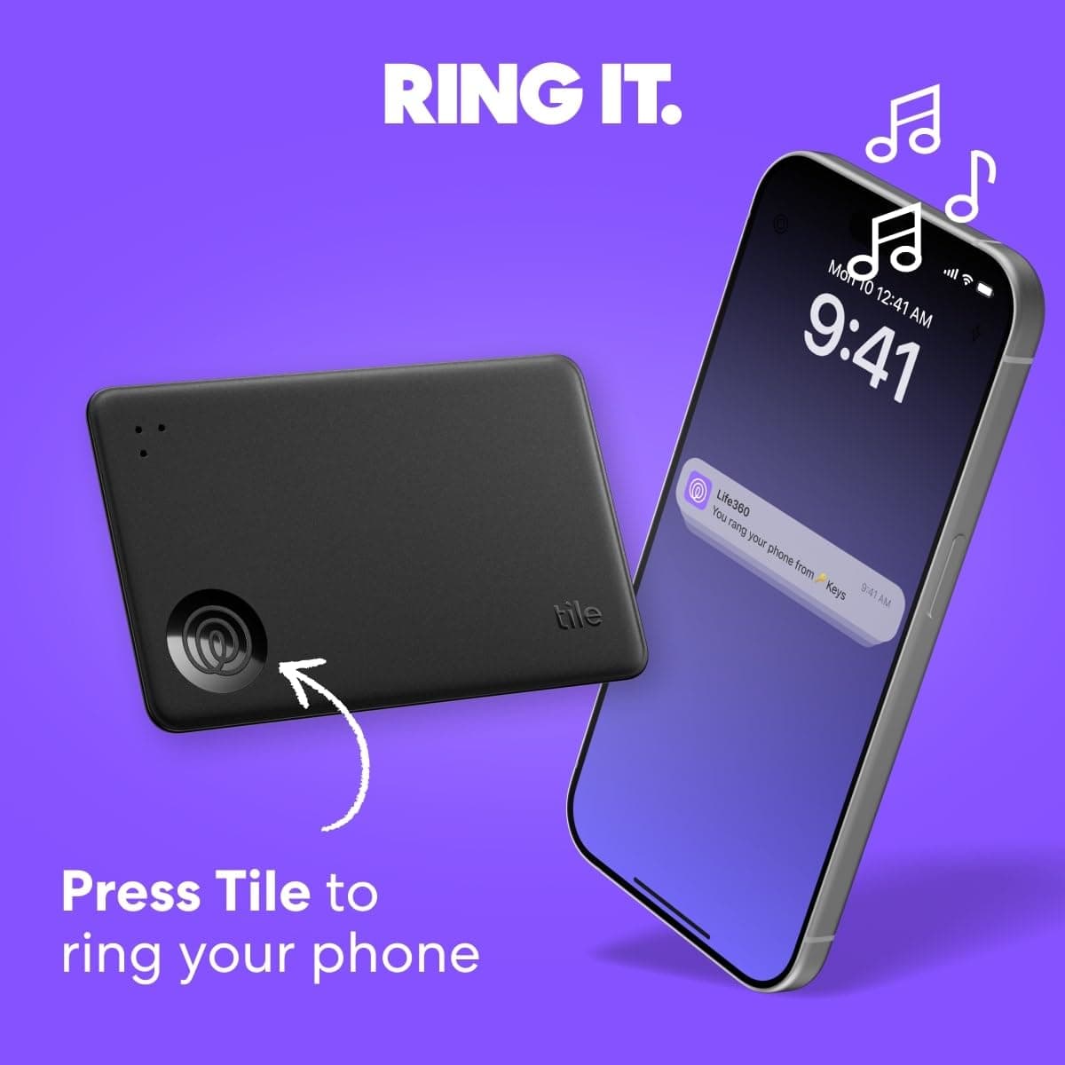 Tile by Life360 Starter Pack - Bluetooth Trackers and Item Finders for Keys, Wallets and More, Both iOS and Android Compatible, Phone Finder, Pack of 2 (Black Mate/Slim) — view 4