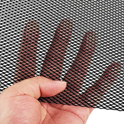AggAuto Universal 40 inchx13 inch Car Grill Mesh - 100x33cm Aluminum Alloy Automotive Grille Insert Bumper 3x6mm Rhombic Hole, One of the Most Multifunctional Shape Grids Black — view 4