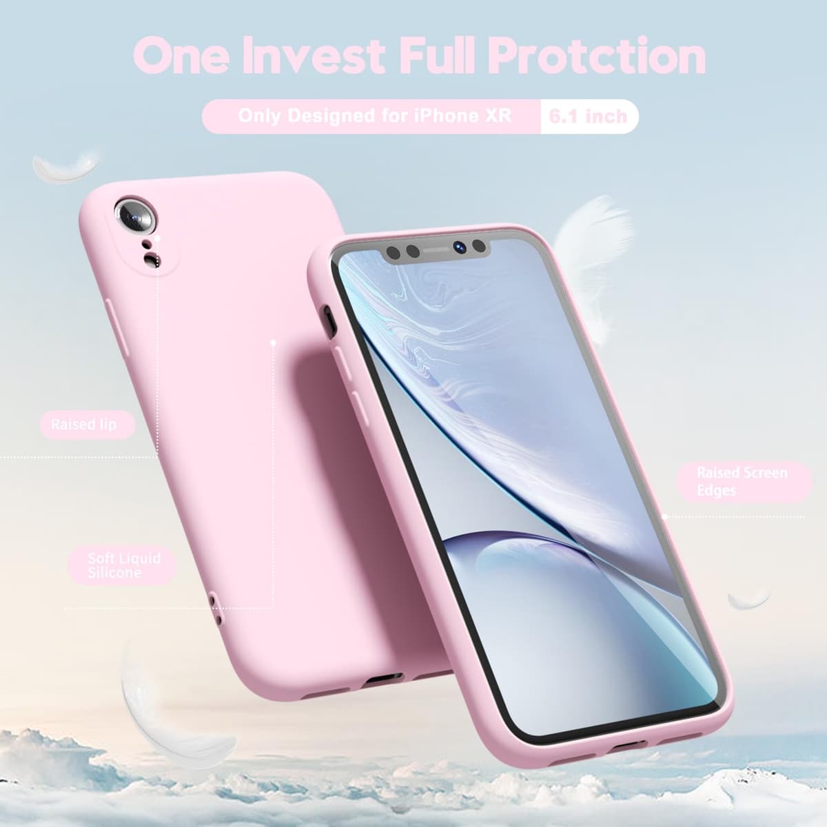 oakxco for iPhone 17 Pro Max Phone Case Liquid Silicone, Cute Thin Slim Grip Soft Rubber Gel for Women Men, Smooth Matte TPU Plain Solid Color Girly Simple Case with Camera Cover, Light Pink — view 875