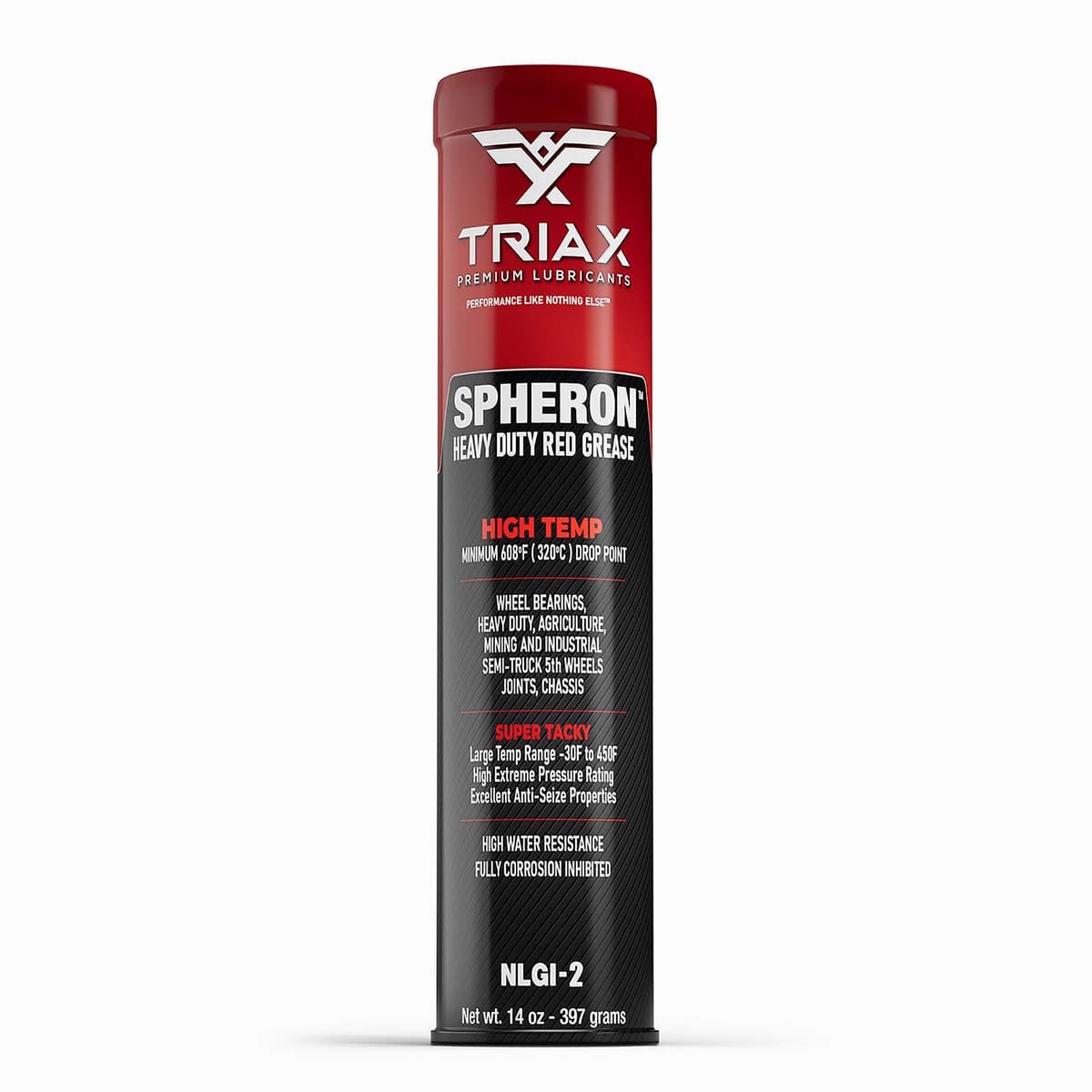 TRIAX Spheron HT - Grasa Roja Consistente e Impermeable - Alta Temperatura 204 °C y Presión Extrema - Para Rodamientos, Quintas Ruedas, Chasis y Juntas - Cartucho da 400 g