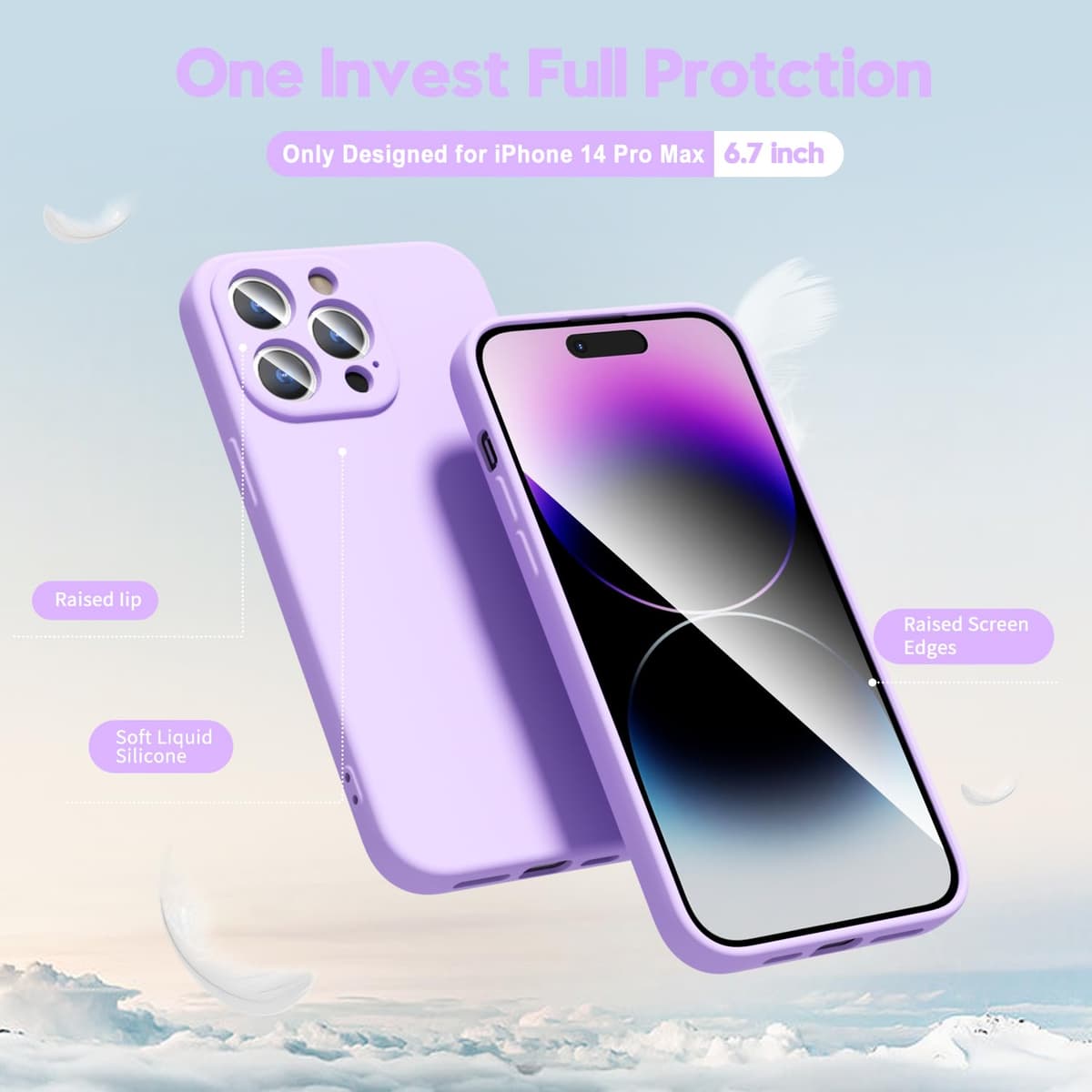 oakxco for iPhone 17 Pro Max Phone Case Liquid Silicone, Cute Thin Slim Grip Soft Rubber Gel for Women Men, Smooth Matte TPU Plain Solid Color Girly Simple Case with Camera Cover, Light Pink — view 1264