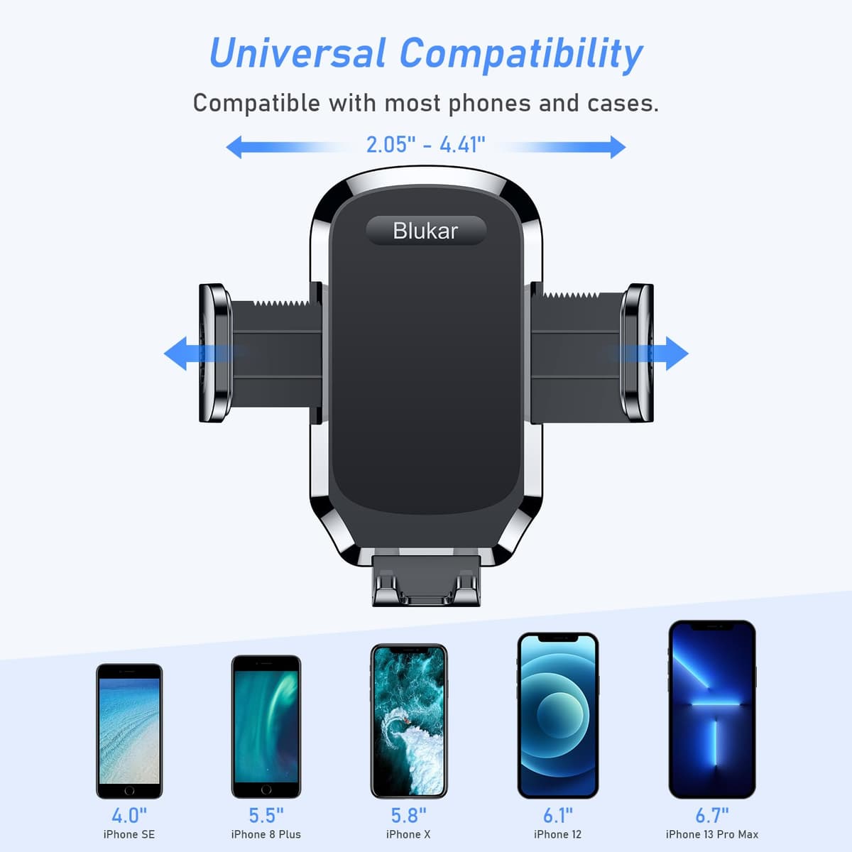 Blukar Car Phone Holder, Adjustable Car Phone Mount Cradle 360° Rotation - Upgraded Strong Sticky Gel Pad for Dashboard/Windscreen - One Button Release Mobile Accessories for All 4.0''-6.7'' Phones — view 7