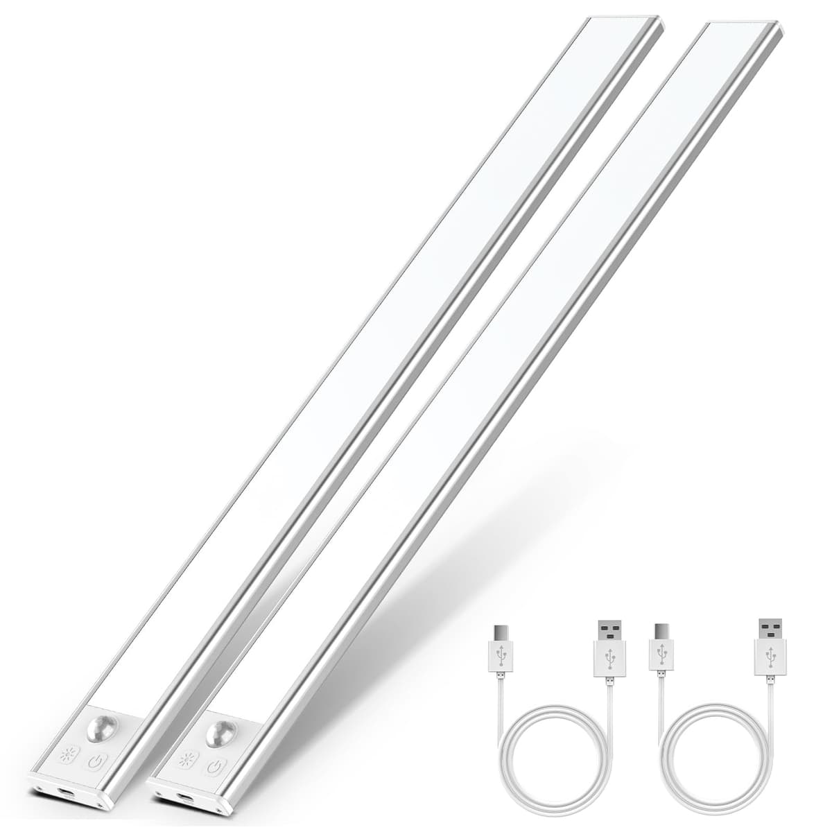 OUILA Under Cabinet Kitchen Lights, 64 LED [2 Pack] 3 Color Stepless Dimming Motion Sensor Lights Indoor, 1000mAh USB-C Rechargeable LED Lights for Cupboard, Kitchen — view 13