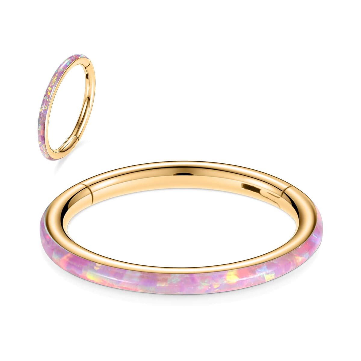 hengkaixuan CZ/Opal Nose Rings Conch Jewellery Septum Clicker 316L Surgical Steel Segment Ring Helix Cartilage Earrings Hoop Daith Tragus Rook Piercing Jewellery — view 61