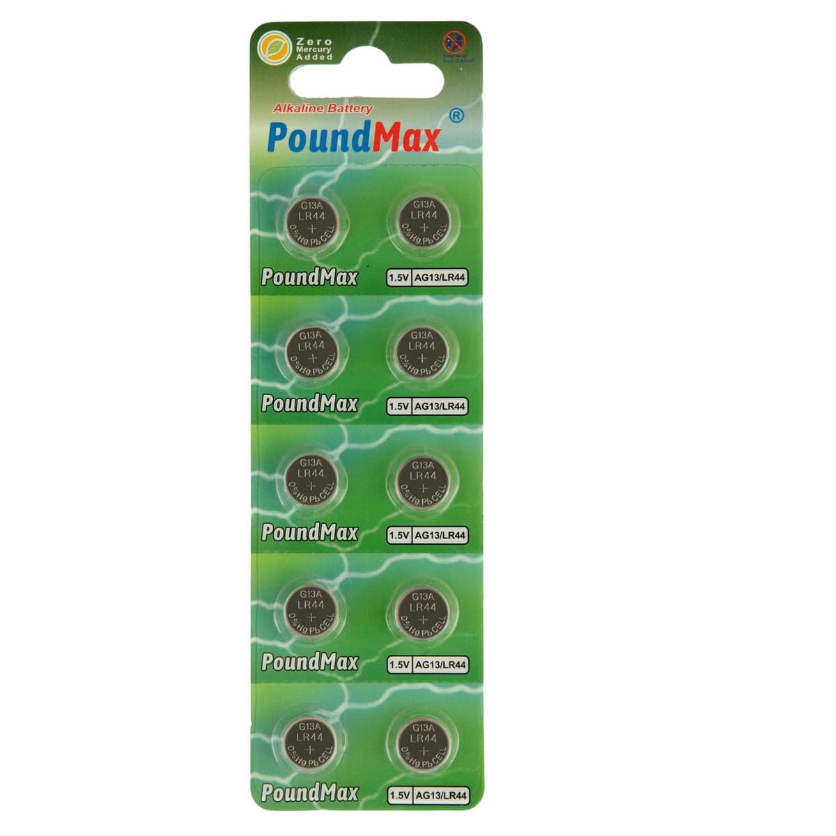 10 x AG13 LR44 1.5 V Alkaline Button Cell Battery by PoundMax — view 7